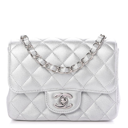 Chanel Metallic Lambskin Quilted Mini Square Flap Silver 1 of 10
