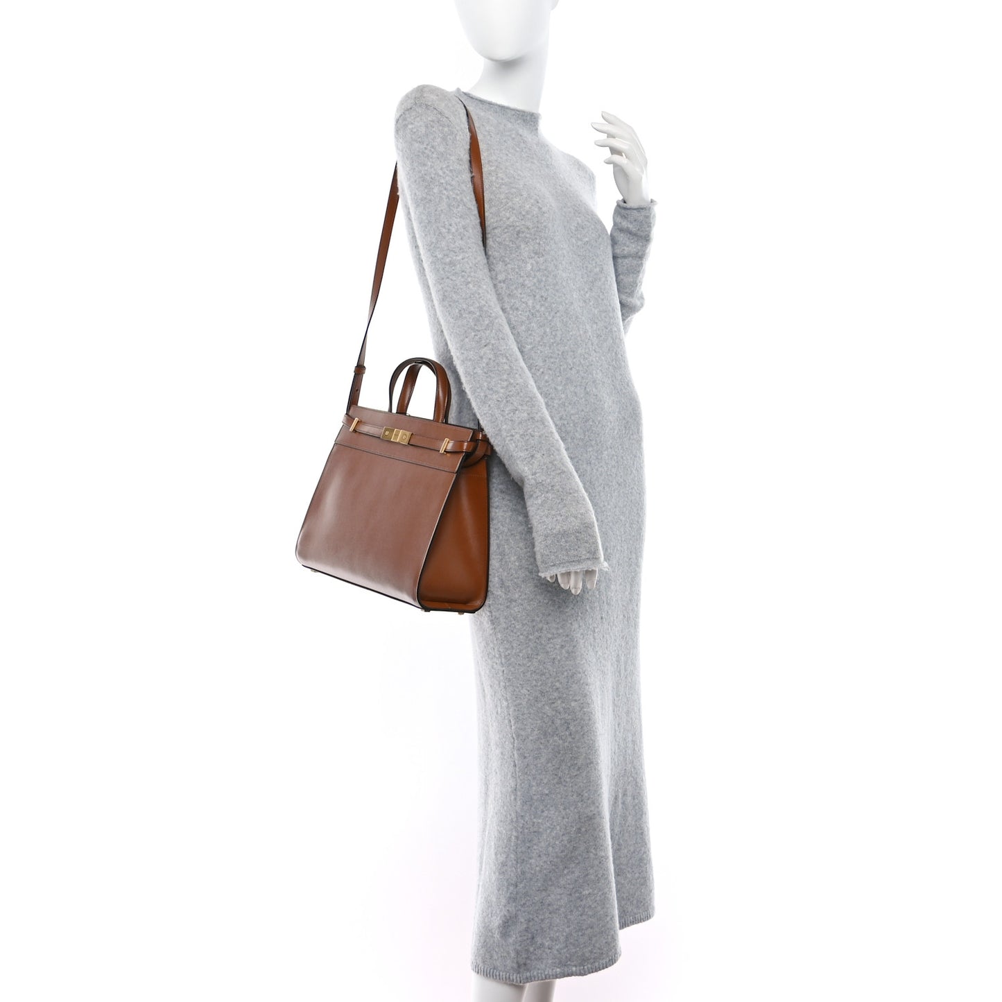 Calfskin Small Manhattan Shopper Tote Brick Ebony Dark