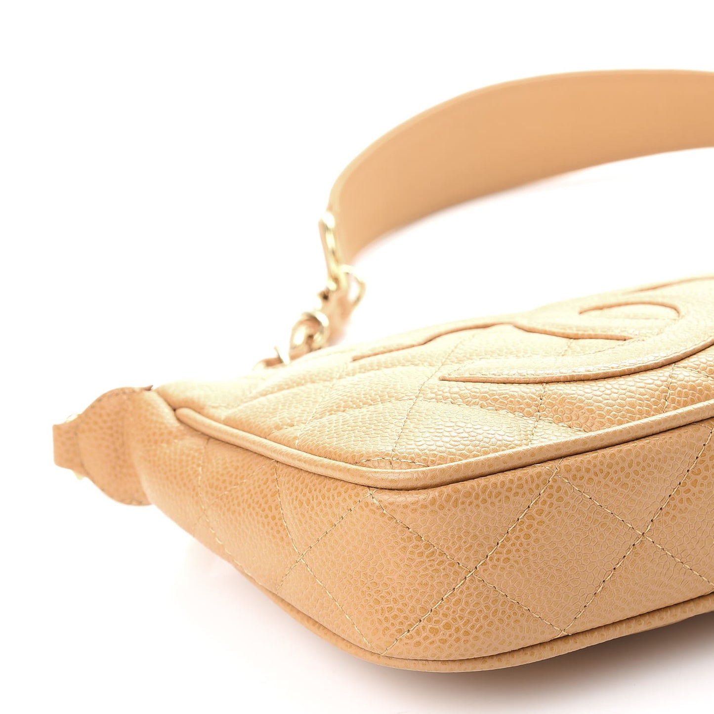 Caviar Quilted CC Shoulder Bag Beige