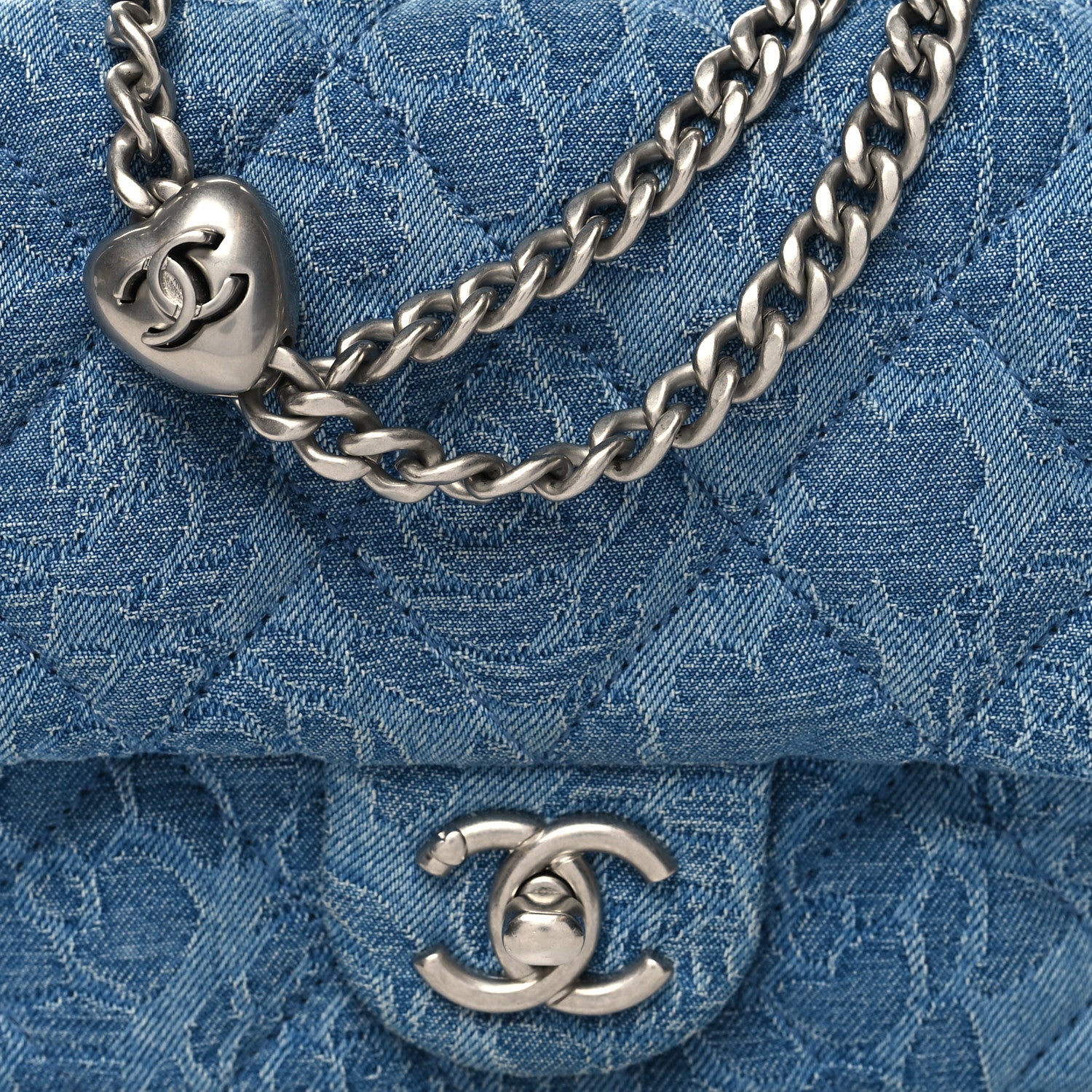 Chanel Denim Quilted Camellia Sweetheart Mini Flap Blue 8 of 10