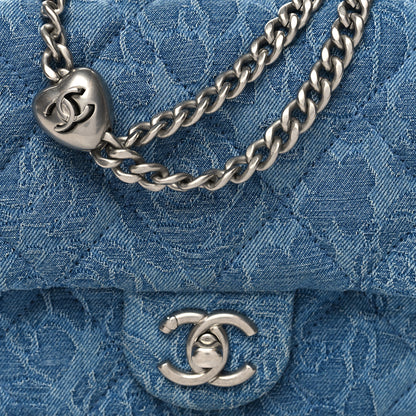 Chanel Denim Quilted Camellia Sweetheart Mini Flap Blue 8 of 10