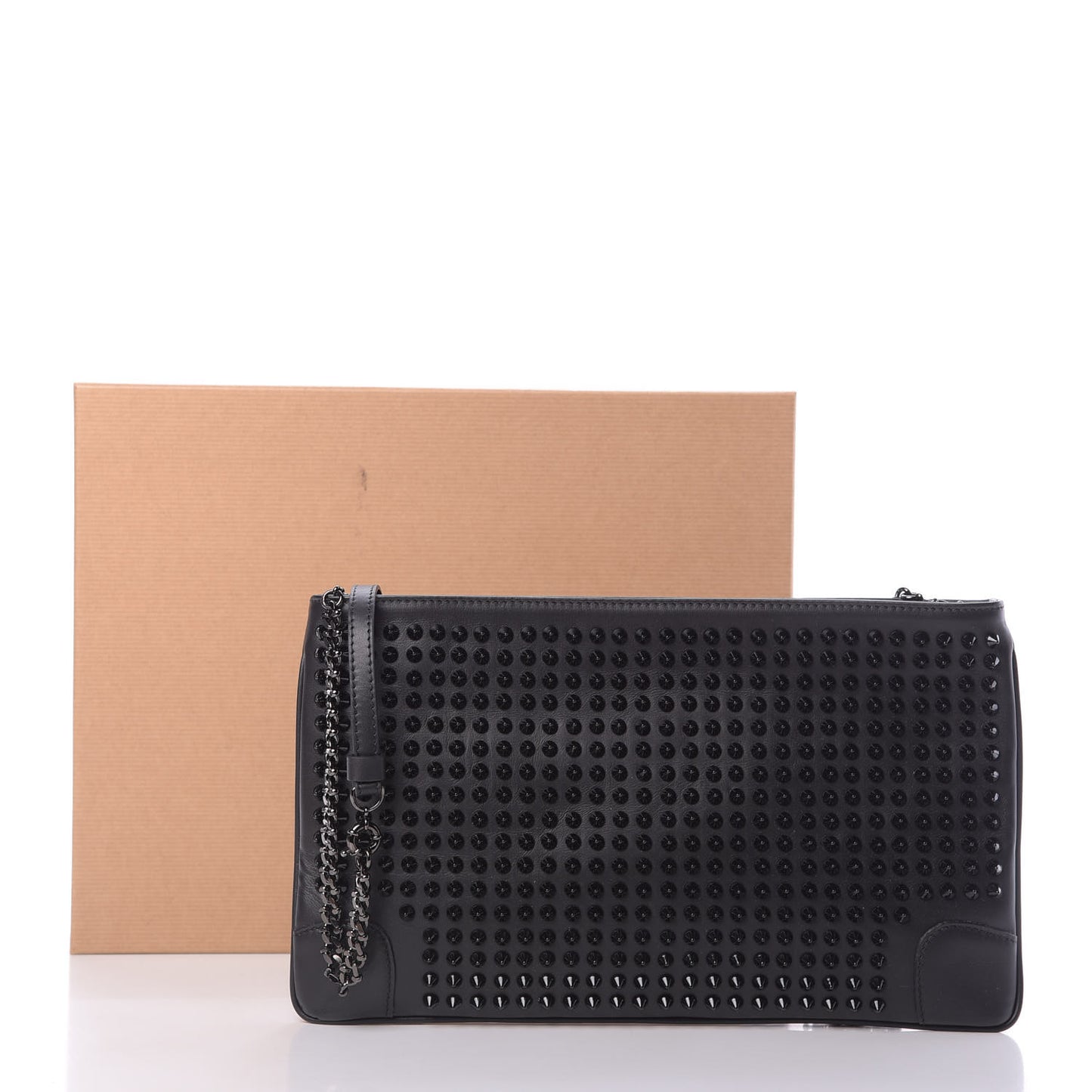 Calfskin Studded Loubiposh Clutch Black