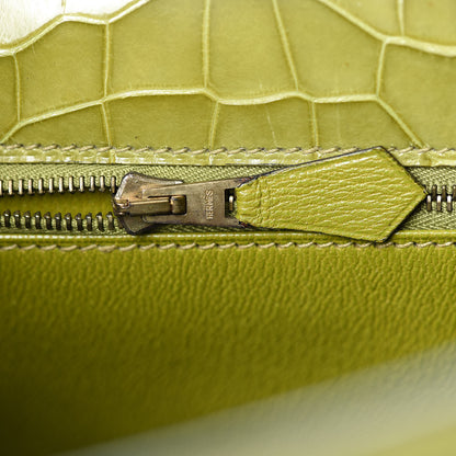 Hermes Shiny Alligator Kelly Sellier 32 Vert Chartreuse 28 of 40