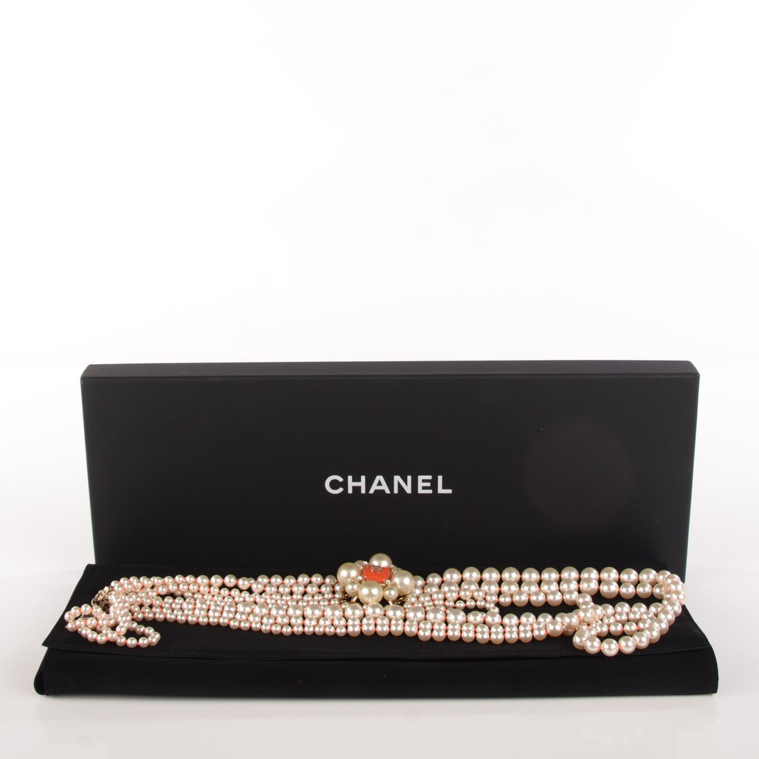 Chanel Pearl Multi Strand Long CC Necklace Gold 7 of 7
