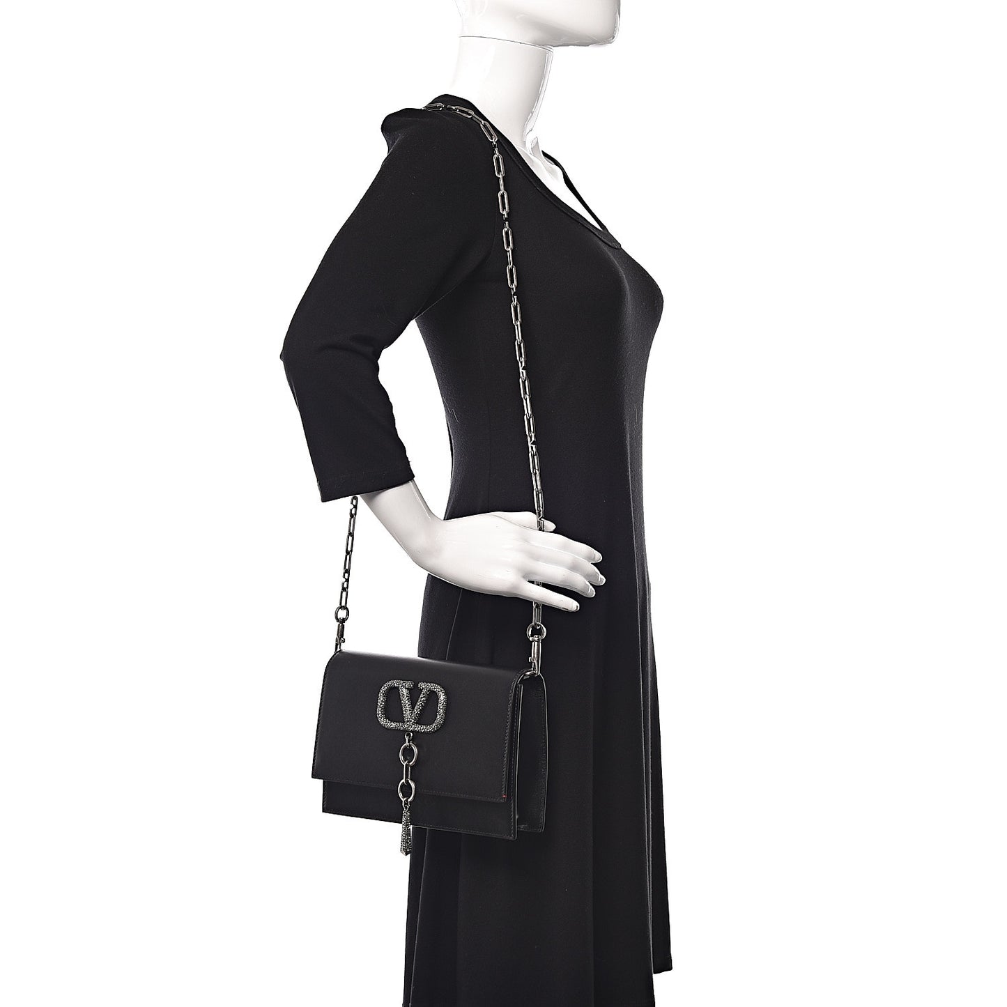 Calfskin VCase Shoulder Bag Black