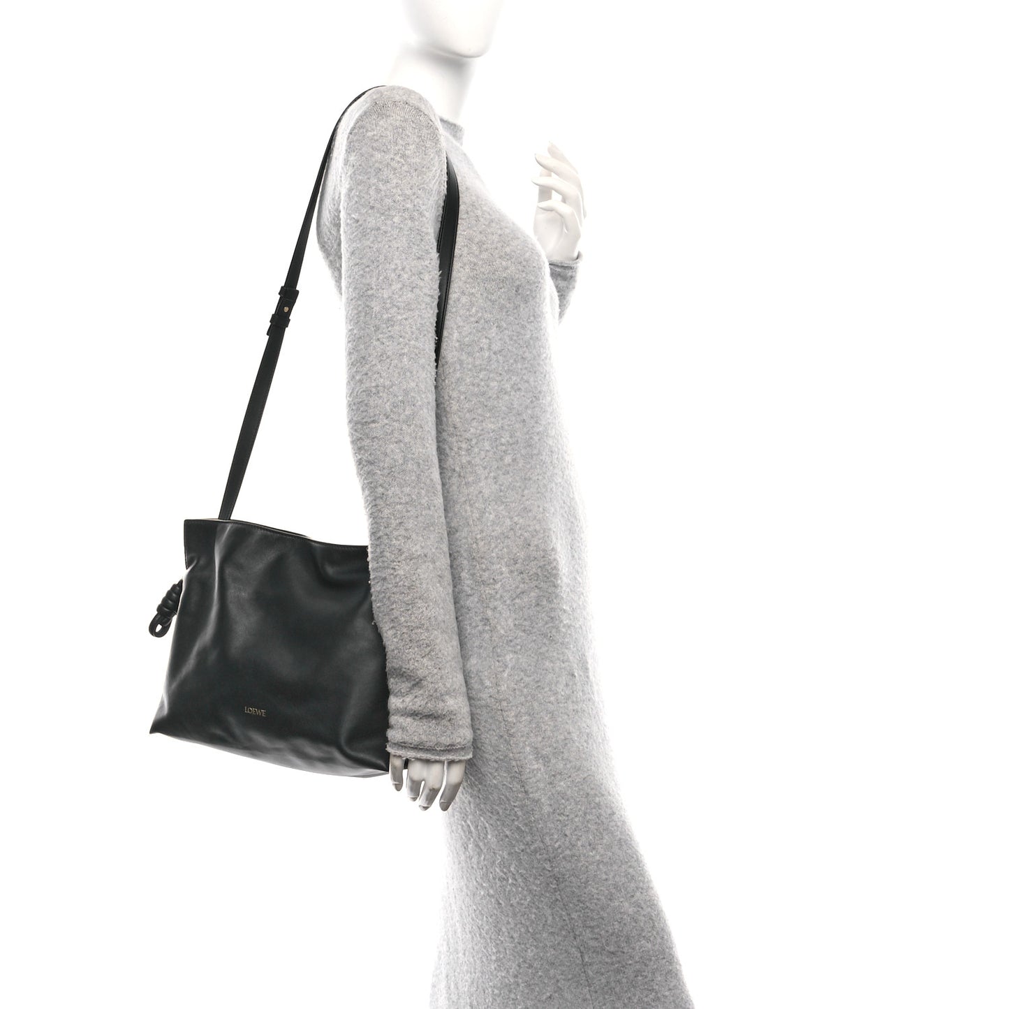 Nappa Flamenco Knot Clutch Black