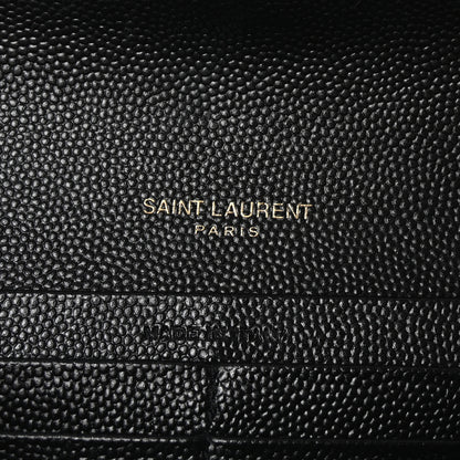 Saint Laurent Grain De Poudre Matelasse Chevron Monogram Flap Wallet Black 6 of 7