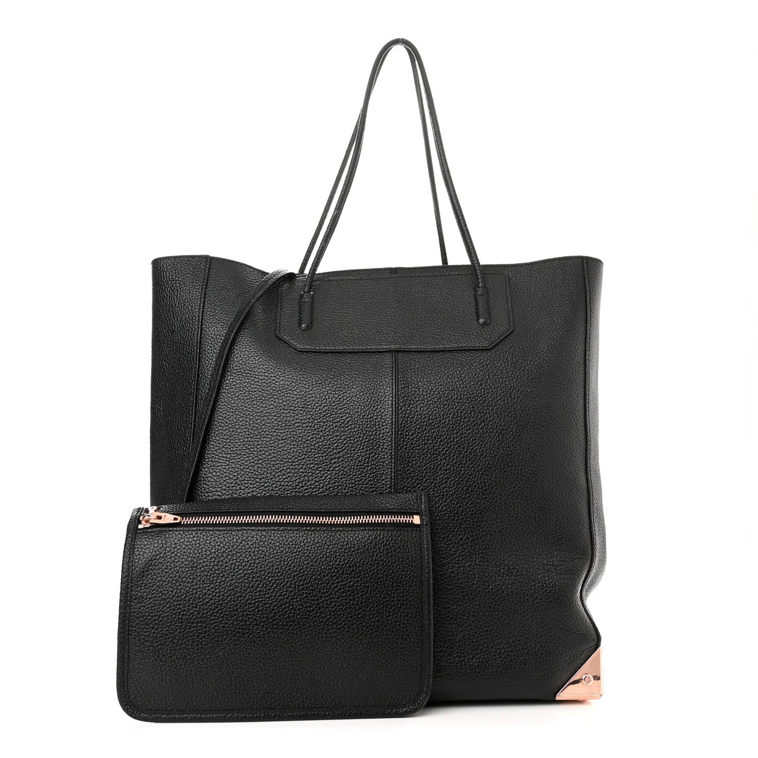 Alexander Wang Pebbled Calfskin Large Prisma Skeletal Tote Black Rose Gold Hardware 1 of 10