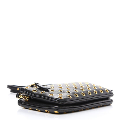Miu Miu Nappa Grommet Double Zip Crossbody Bag Black 3 of 11