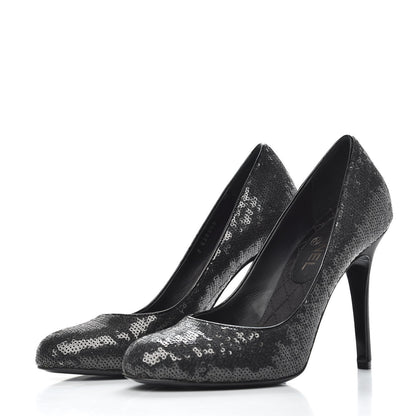 Chanel Sequin Pumps 39 Black 2 of 9