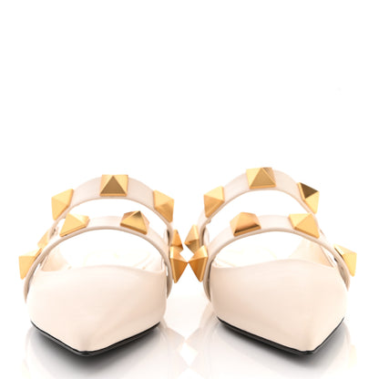 Valentino Garavani Calfskin Roman Stud Flat Mules 40 Light Ivory 2 of 10