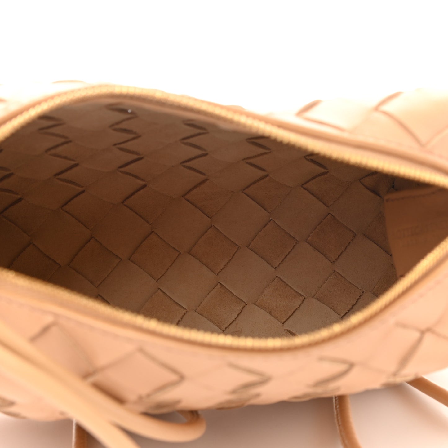 Nappa Intrecciato Mini Loop Camera Bag Almond