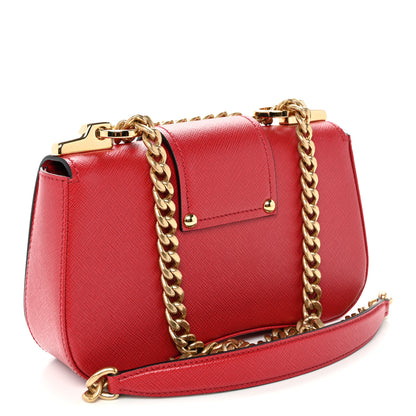 Prada Saffiano Lux Sidonie Small Chain Crossbody Bag Fuoco 3 of 10