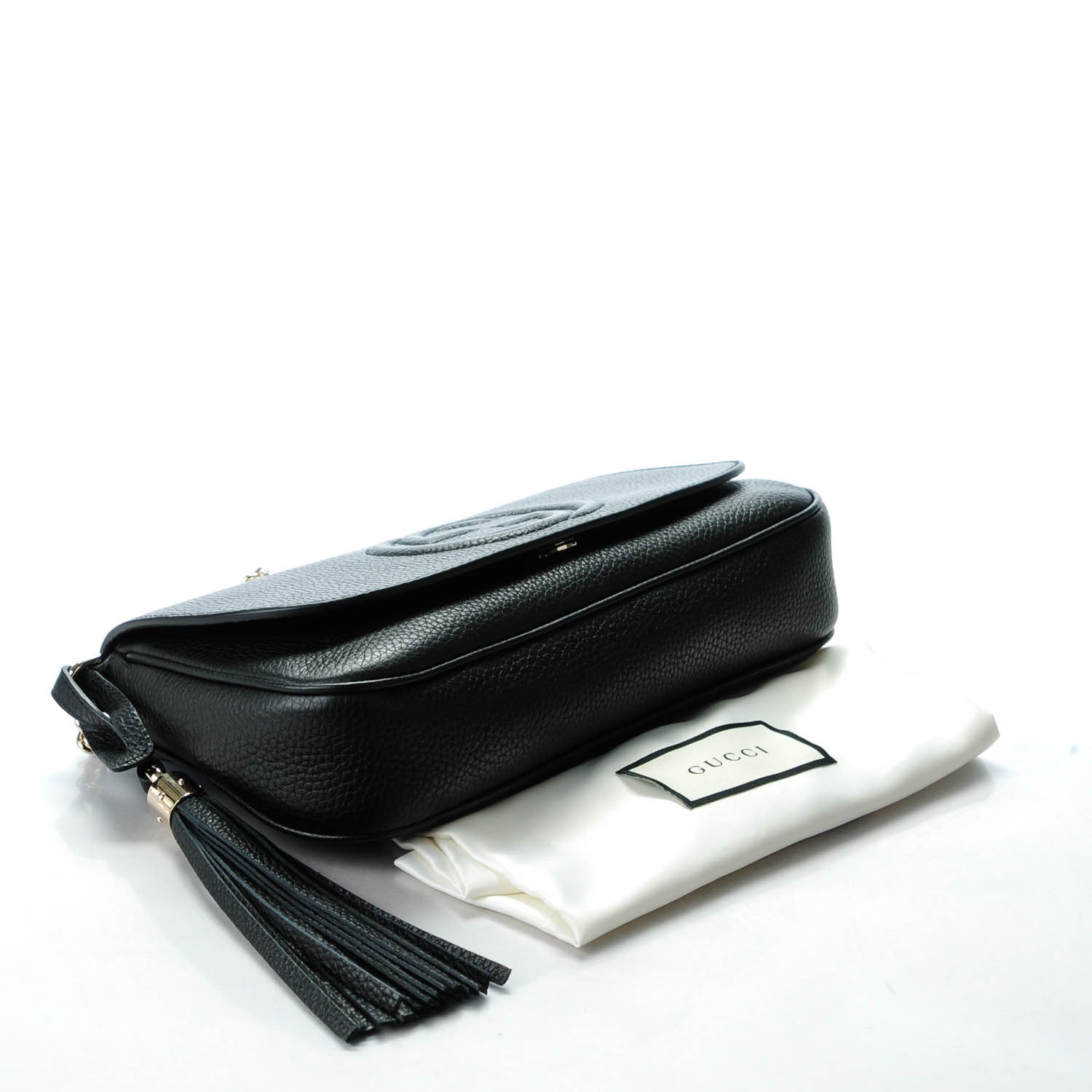 Gucci Pebbled Calfskin Medium Soho Flap Crossbody Black 4 of 7
