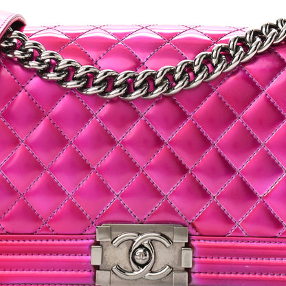 Chanel Metallic Patent Calfskin Quilted Medium Boy Flap Pink 8 of 12
