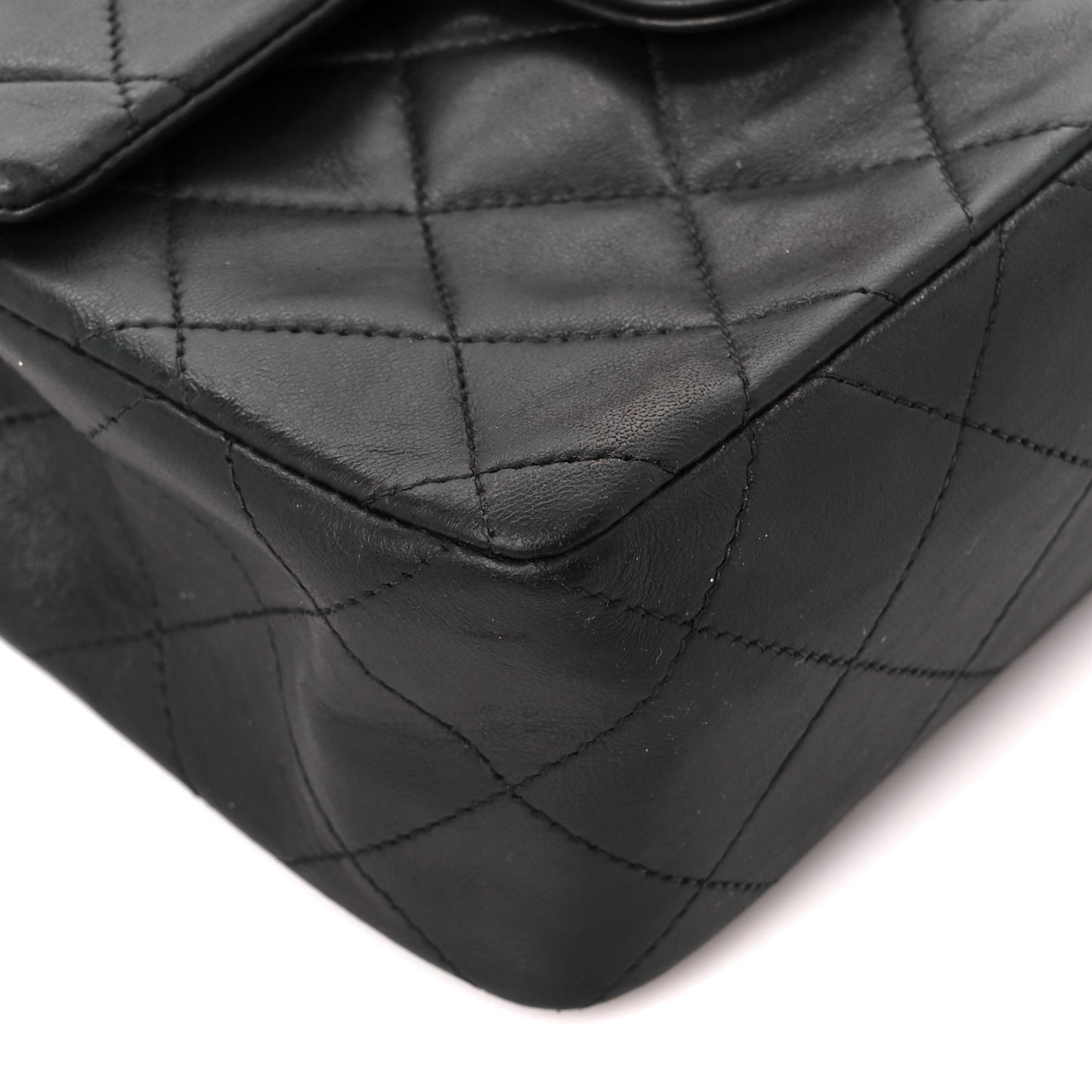 Lambskin Quilted Mini Square Flap Bag Black