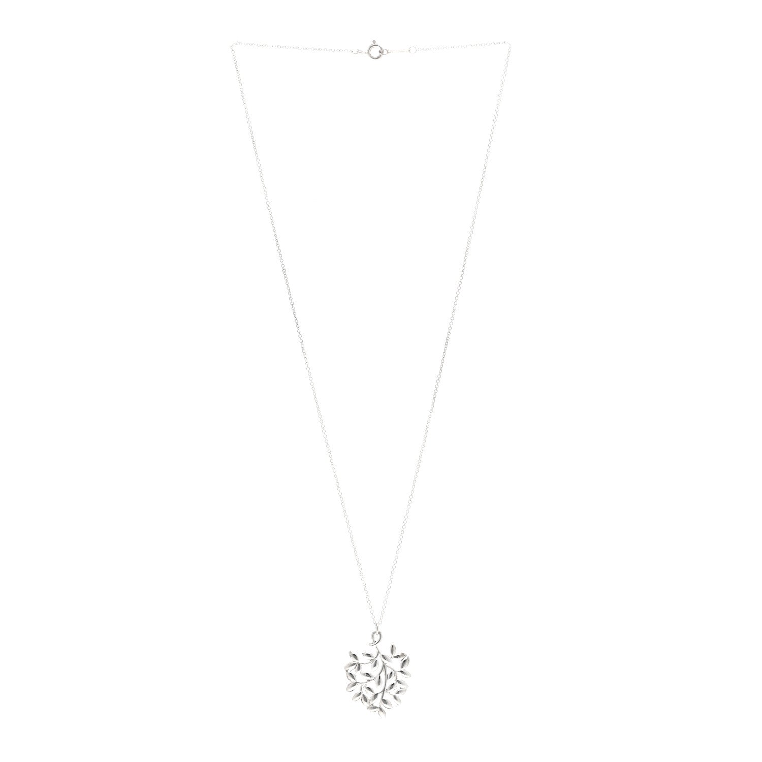 Tiffany Sterling Silver Paloma Picasso Olive Leaf Heart Branch Pendant Necklace 3 of 4