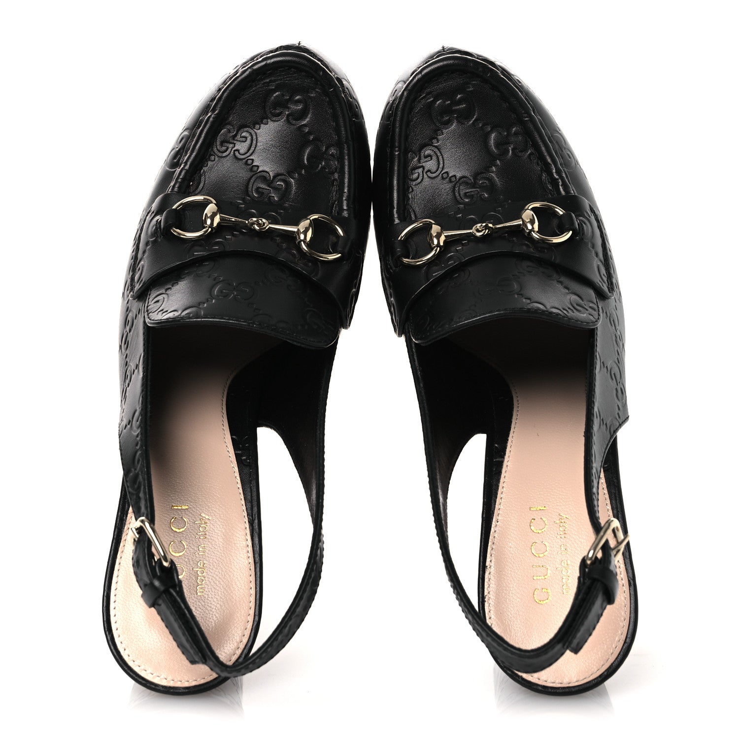 Gucci Guccissima Horsebit Platform 70/160mm Slingback Mules 38.5 Black 2 of 12