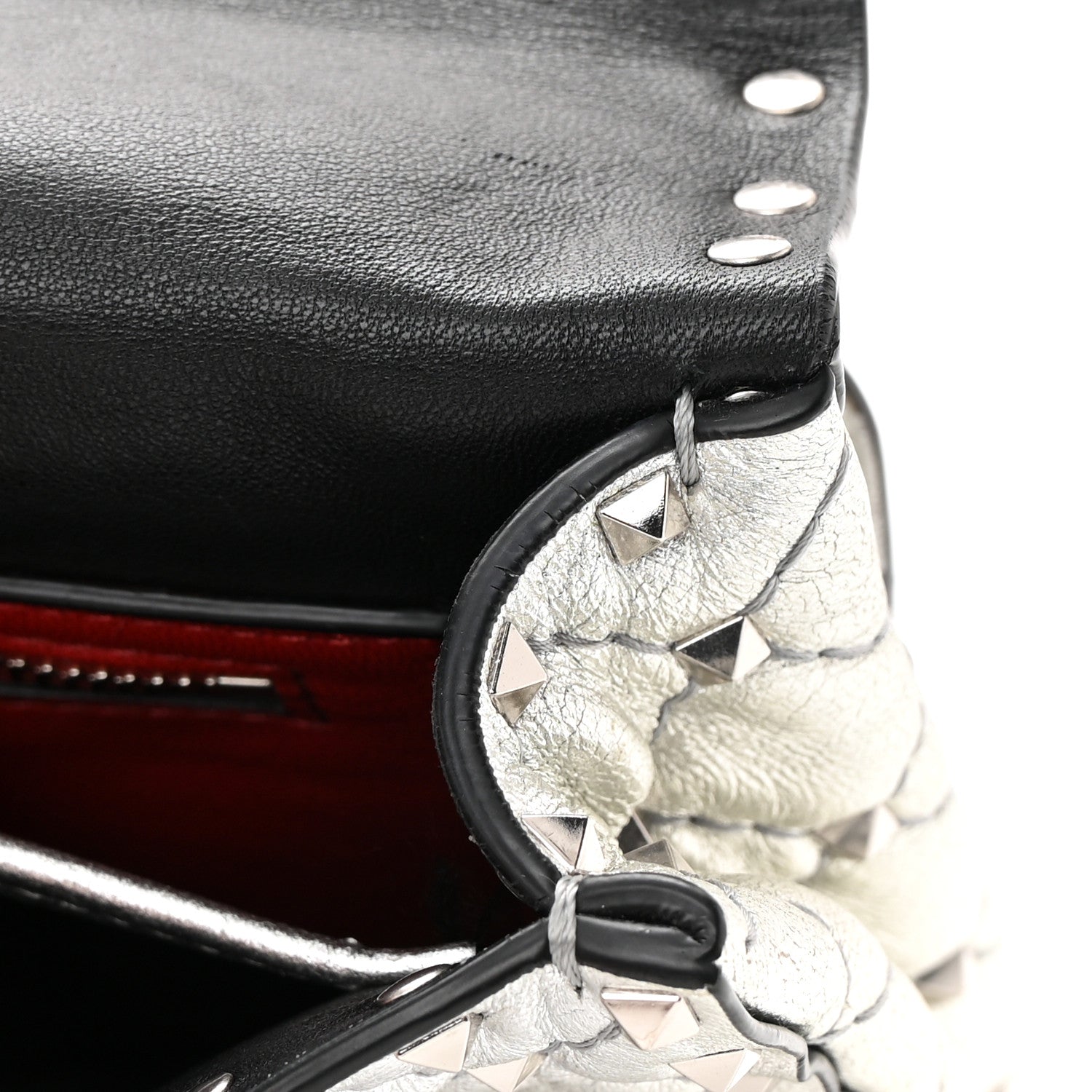 Valentino Garavani Metallic Nappa Medium Rockstud Spike Shoulder Bag Silver 13 of 17