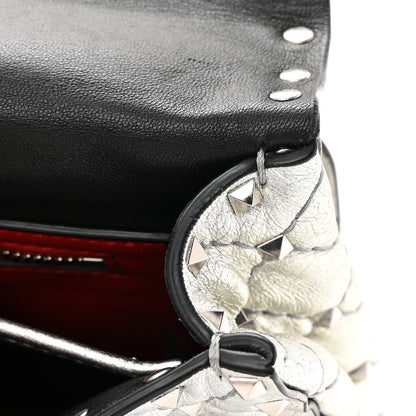 Valentino Garavani Metallic Nappa Medium Rockstud Spike Shoulder Bag Silver 13 of 17