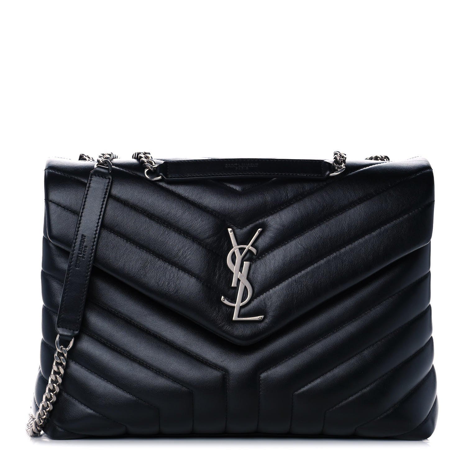 Saint Laurent Calfskin Y Quilted Monogram Medium Loulou Chain Satchel Black 1 of 12