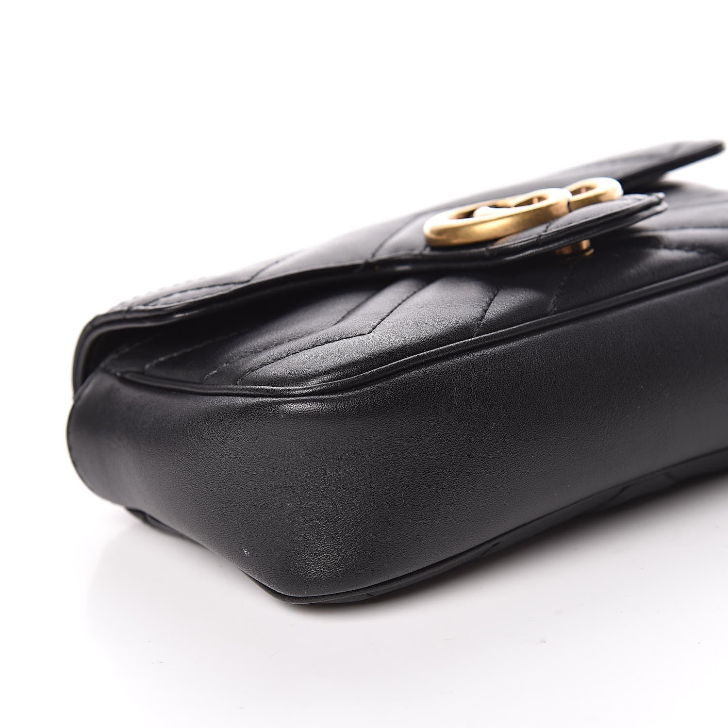 Gucci Calfskin Matelasse Super Mini GG Marmont Shoulder Bag Black 8 of 10