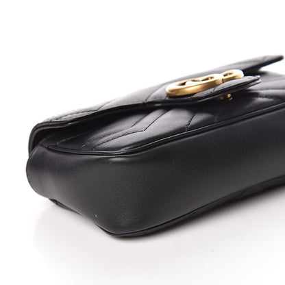 Gucci Calfskin Matelasse Super Mini GG Marmont Shoulder Bag Black 8 of 10