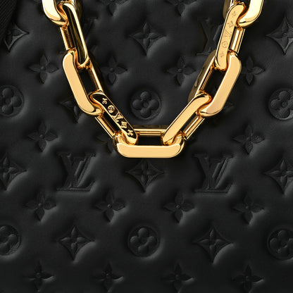 Louis Vuitton Lambskin Embossed Monogram Coussin MM Black 9 of 12