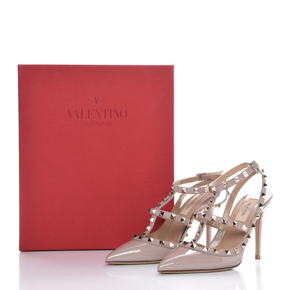 Valentino Garavani Patent Nappa Rockstud Ankle Strap 100mm Pumps 36.5 Poudre 8 of 8