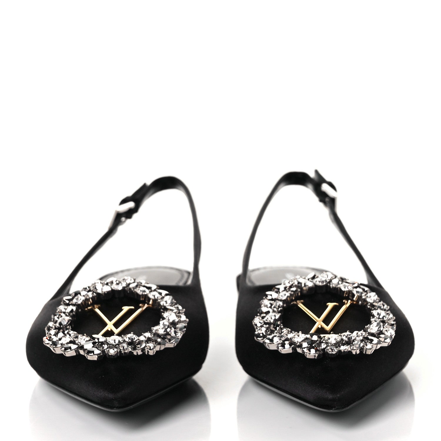 Louis Vuitton Satin Crystal Madeleine Slingback Ballerina Flats 36 Black 2 of 7