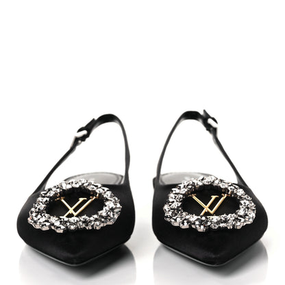 Louis Vuitton Satin Crystal Madeleine Slingback Ballerina Flats 36 Black 2 of 7