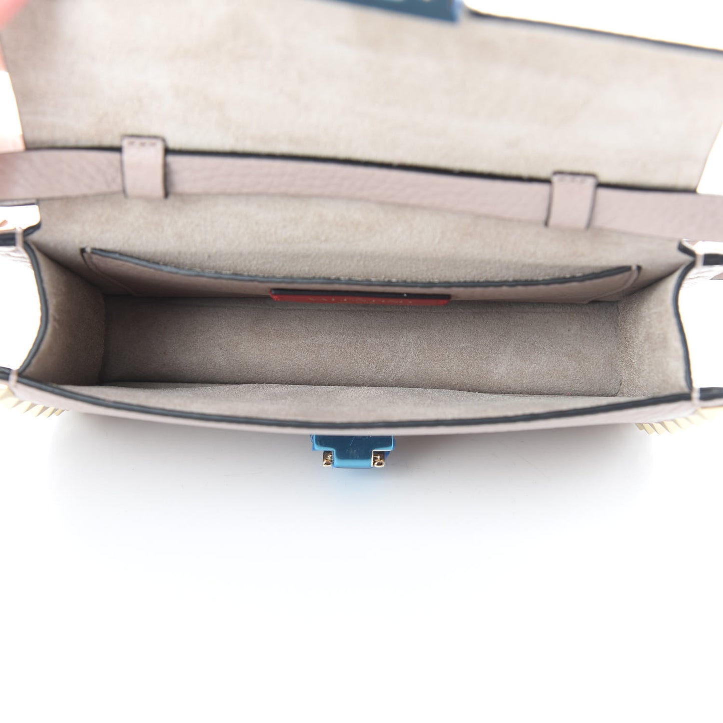 Pebbled Calfskin Small Rockstud Overlay Flap Shoulder Bag Poudre