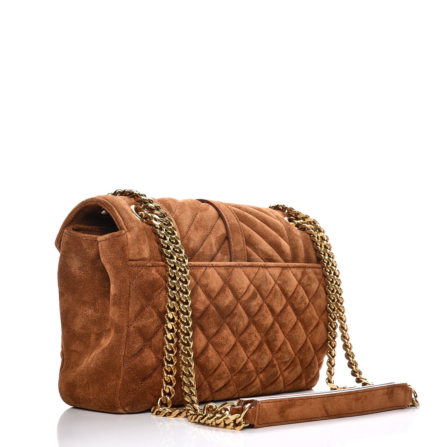 Suede Tri-Quilt Monogram Medium College Bag Ochre