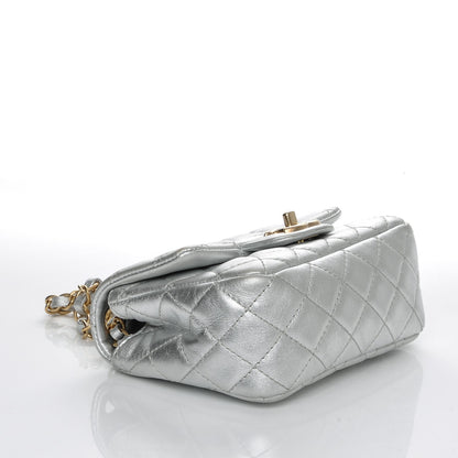Chanel Metallic Lambskin Quilted Mini Square Flap Silver 4 of 7
