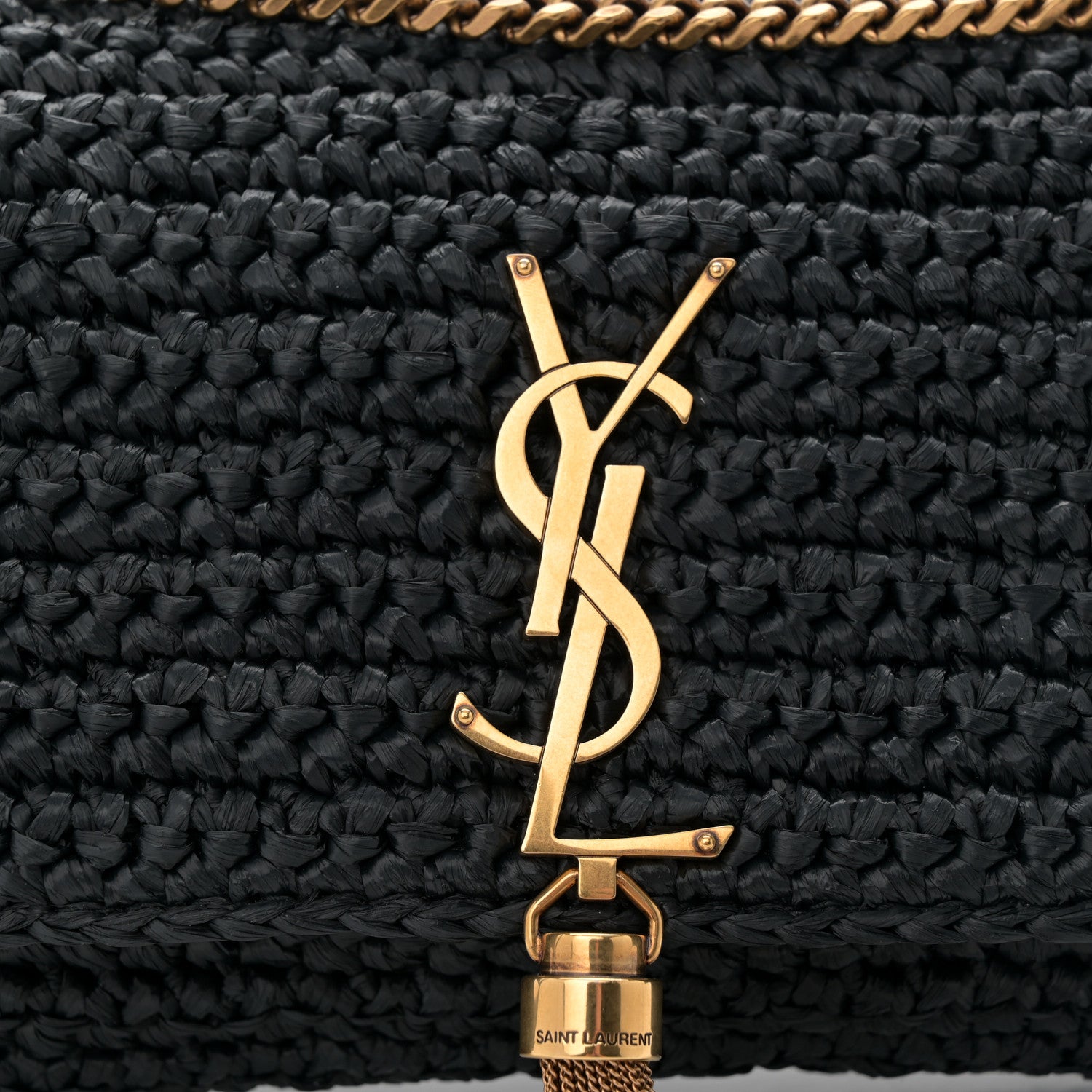 Saint Laurent Raffia Monogram Tassel Kate 99 Black 8 of 11