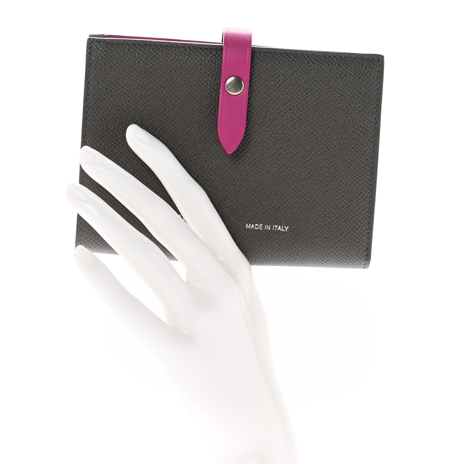 Celine Grained Calfskin Medium Multifunction Strap Wallet Grey Magenta 2 of 6