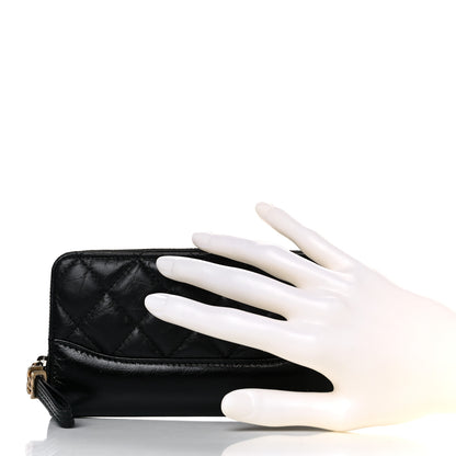 Chanel Aged Calfskin Quilted Small Gabrielle Zip Around Wallet Black 2 of 9