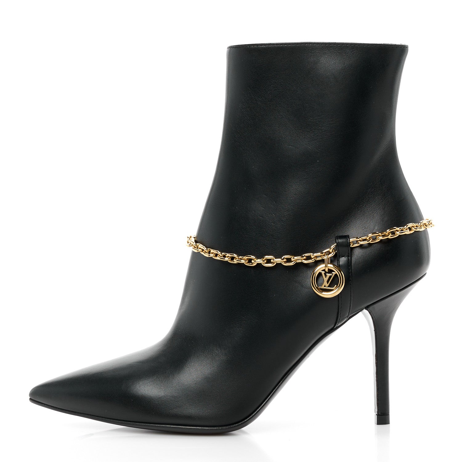 Louis Vuitton Calfskin Mansion Chain Ankle Boots 38.5 Black 1 of 9