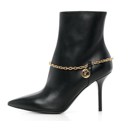 Louis Vuitton Calfskin Mansion Chain Ankle Boots 38.5 Black 1 of 9