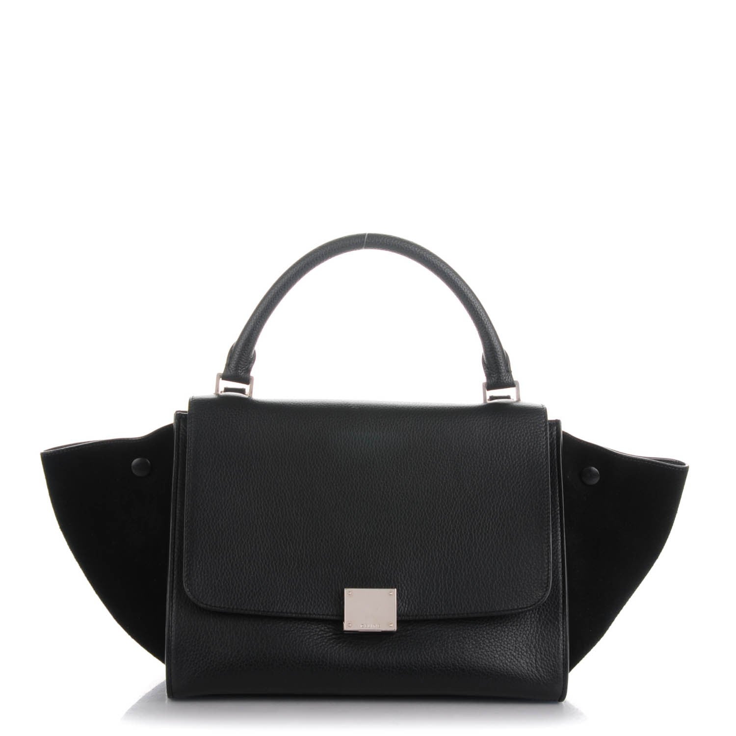 Celine Drummed Calfskin Suede Small Trapeze Black 1 of 7