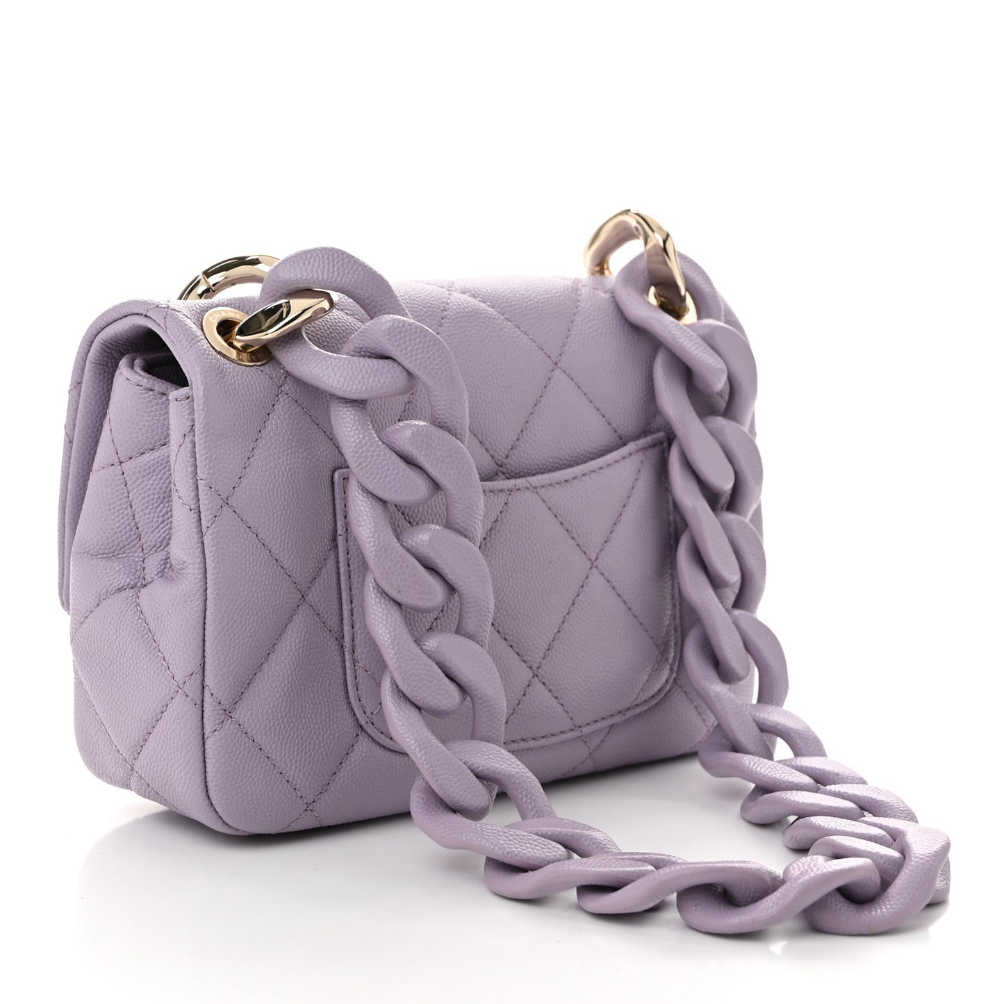 Caviar Quilted Funky Match Mini Flap Light Purple Light Purple