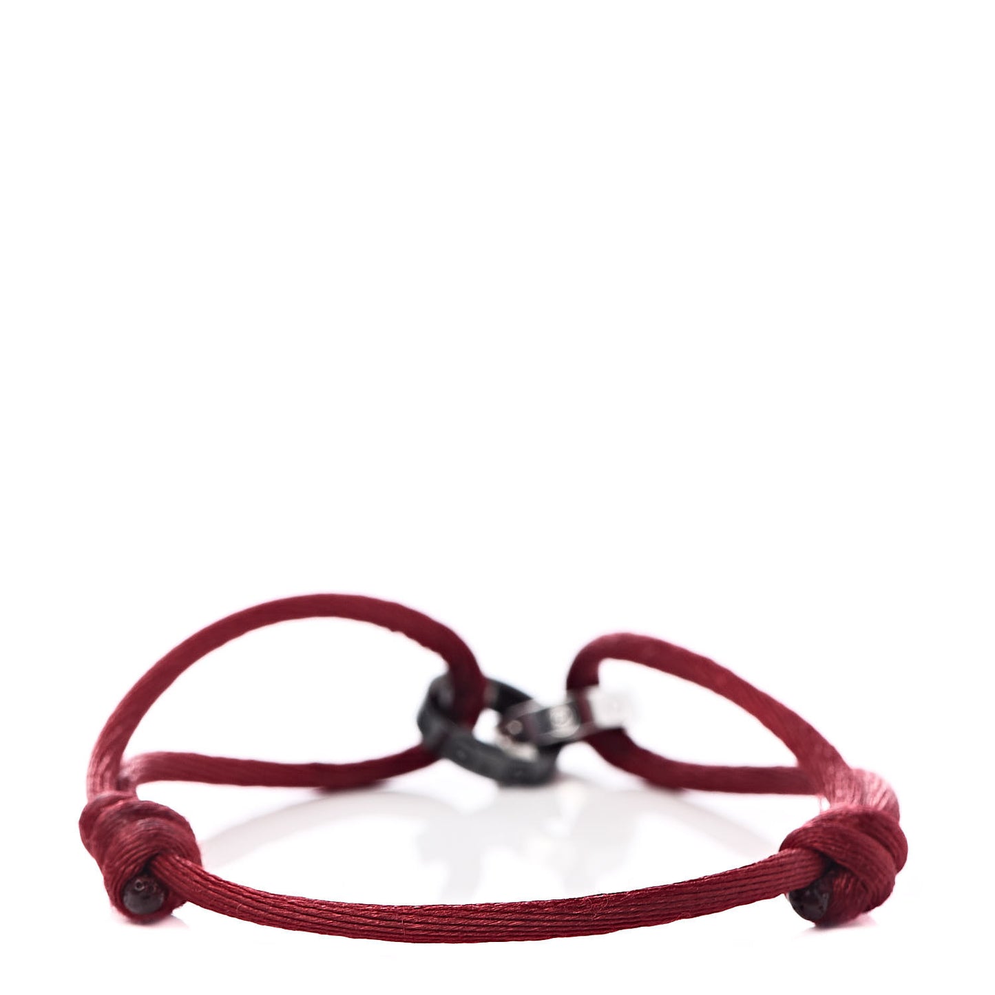 18K White Gold Ceramic 4 Diamond LOVE Cord Bracelet Red