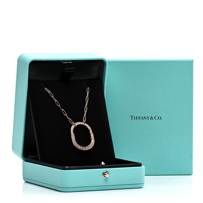 Tiffany 18K Rose Gold Diamond Medium Lock Pave Pendant Necklace 5 of 5