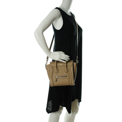 Celine Drummed Calfskin Nano Luggage Dune 2 of 7