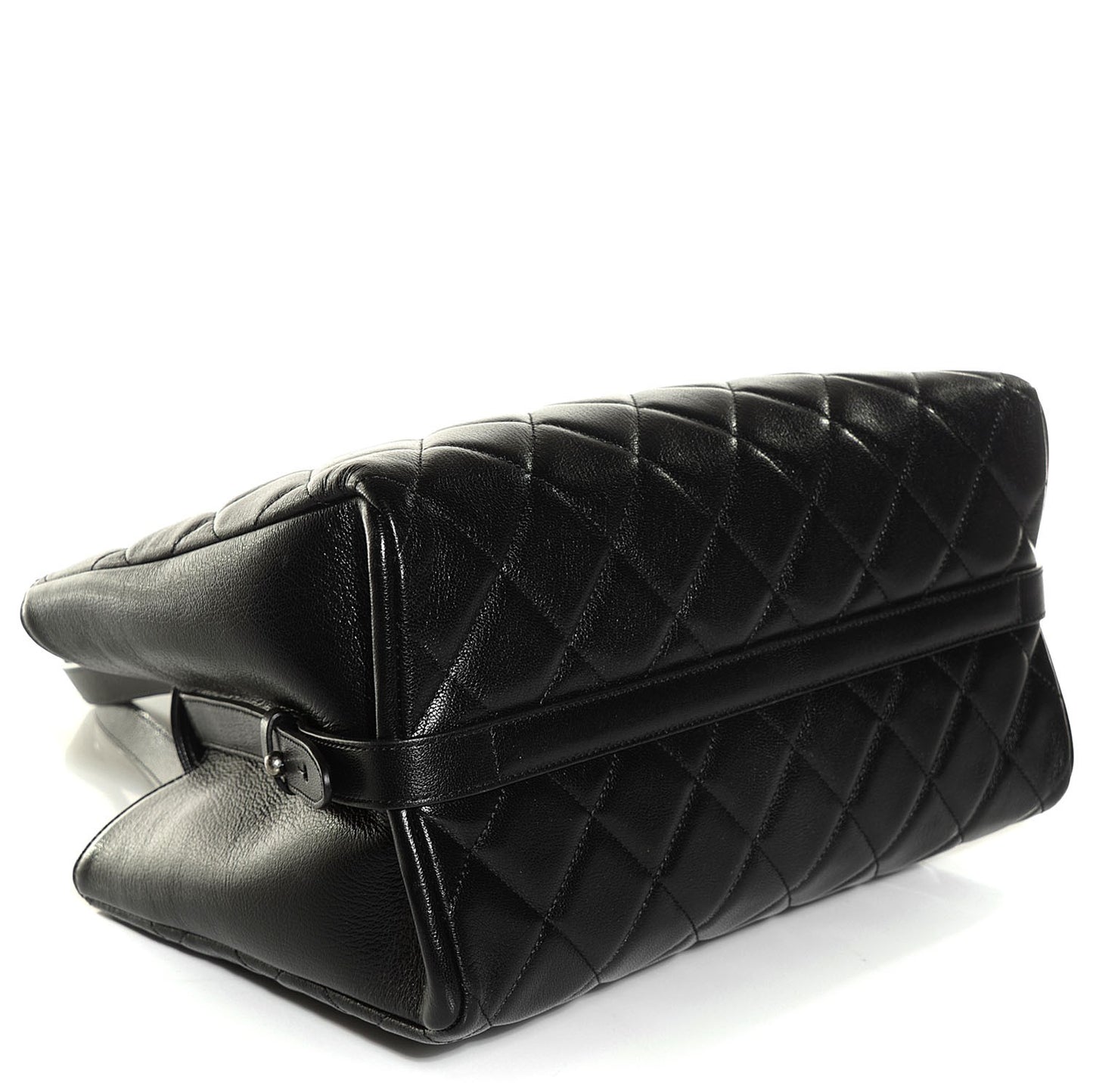 Metallic Goatskin Quilted Large City Rock Shopping Bag Black