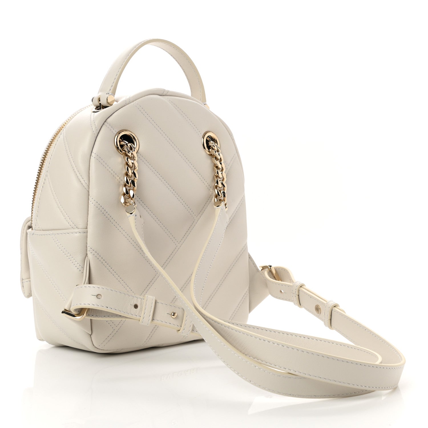 Bulgari Calfskin Matelasse Serpenti Cabochon Backpack White 3 of 9