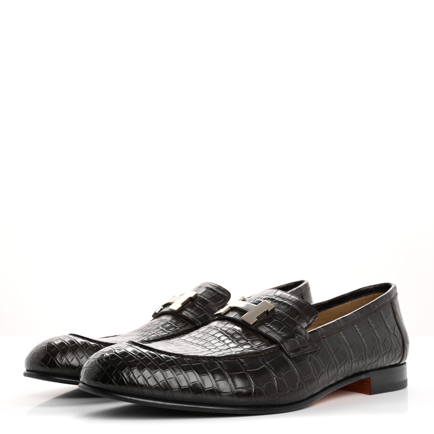 Hermes Matte Alligator Mens Paris Loafers 45 Moka 4 of 9