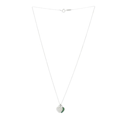 Tiffany Sterling Silver Enamel Return to Tiffany Double Mini Heart Tag Pendant Necklace Blue 3 of 5