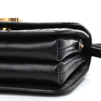 Balenciaga Shiny Calfskin Crocodile Embossed Small B Bag Black 7 of 9