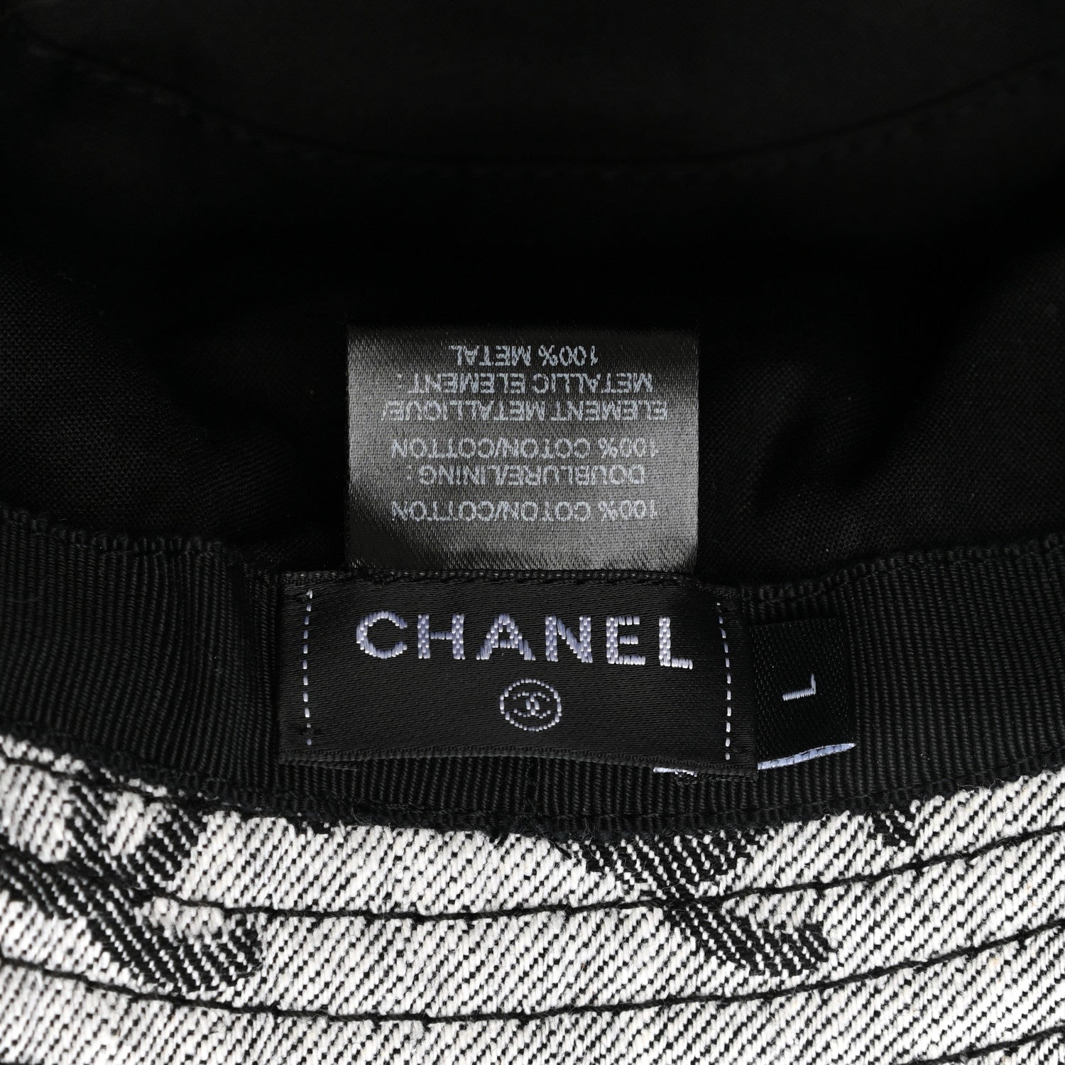 Chanel Denim CC Bucket Hat L White Black 8 of 8